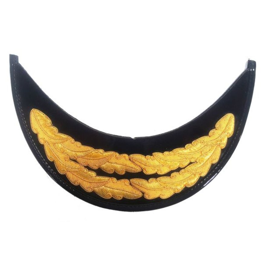 Two Row Gold Royal Navy Oak Leaf Peak On Black – A Classic Touch of Naval Authority