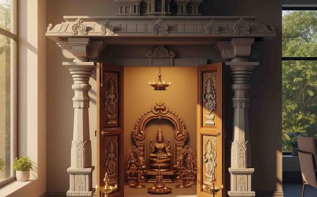 Svvayam - Devghar Design In Hall with Temple Style