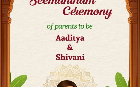 Honouring Tradition with Elegance: Seemantham Ceremony Invitation